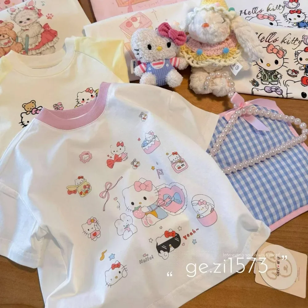 Summer Hello Kitty Anime Kawaii Sanrio Color Matching Short-sleeved Loose T-shirt Cute Baby Hoodie Clothes Gifts for Kids
Summer Hello Kitty Anime Kawaii Sanrio Color Matching Short-sleeved Loose T-shirt Cute Baby Hoodie Clothes Gifts for Kids