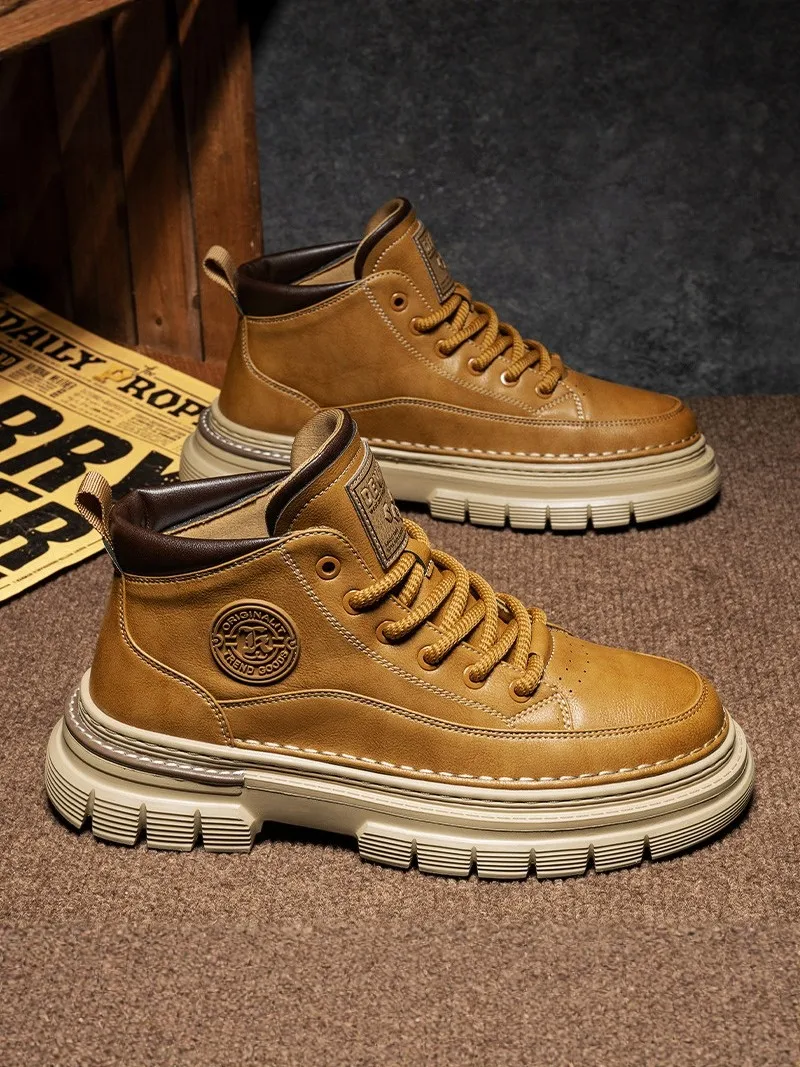 Men's High Top Boots Retro British Style Waterproof Leather Shoes Comfortable Breathable round Toe Low Heel Work Boots
Men's High Top Boots Retro British Style Waterproof Leather Shoes Comfortable Breathable round Toe Low Heel Work Boots