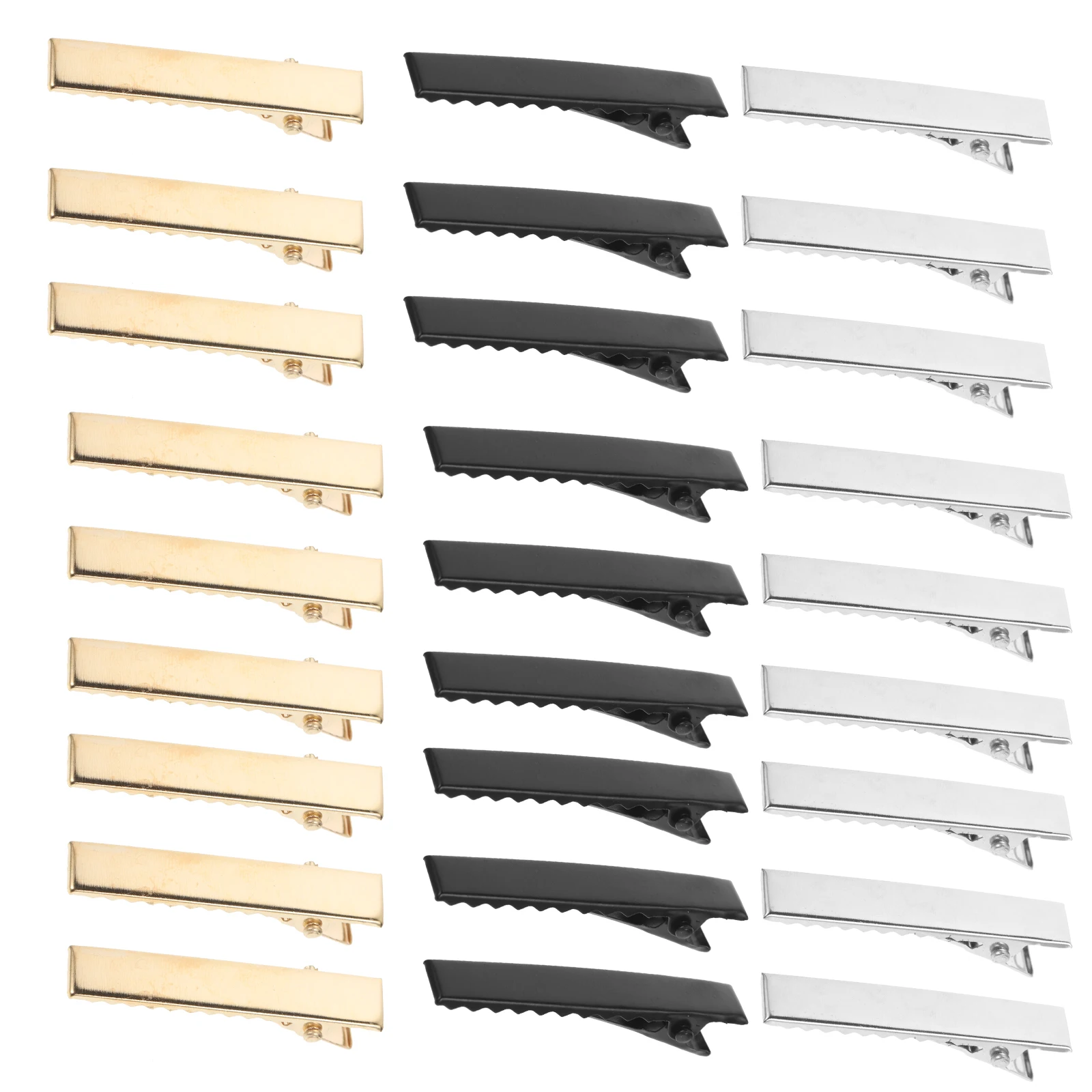 90pcs Hair Accessories Metal Alligator Clips 32mm 42mm 50mm Black Silver Gold for DIY Craft Haircare Hairstyling
90pcs Hair Accessories Metal Alligator Clips 32mm 42mm 50mm Black Silver Gold for DIY Craft Haircare Hairstyling