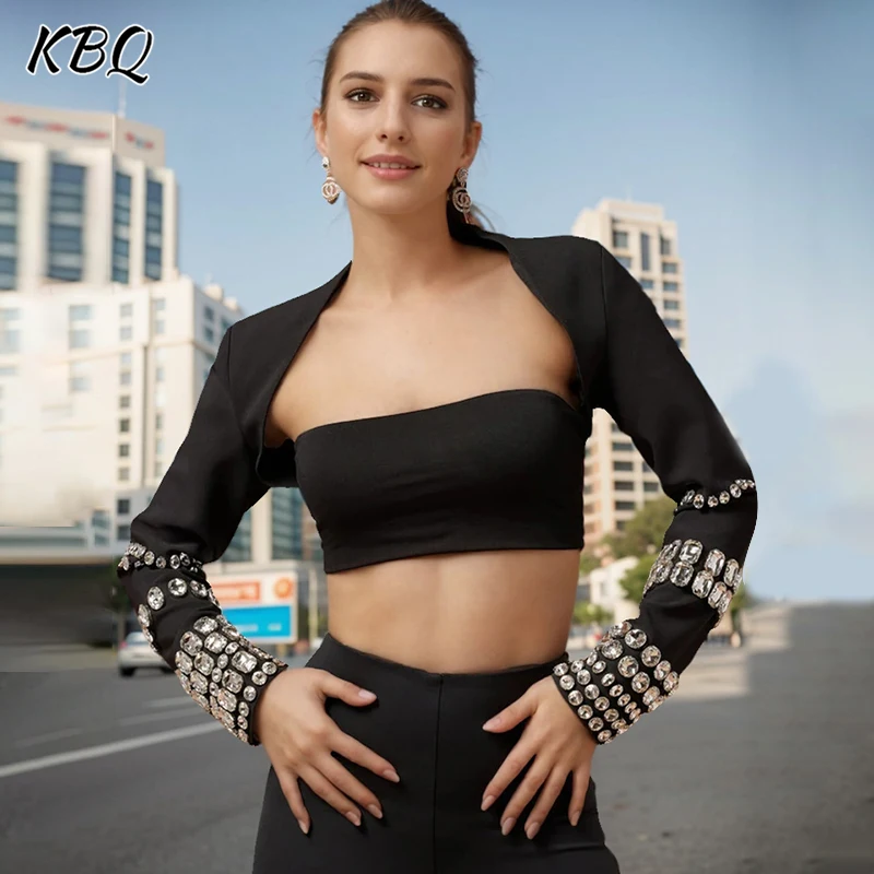 KBQ Solid Patchwork Diamonds Sexy Coats For Women Long Sleeve Vintage Slimming Open Stitch Short Jackets Female Fashion Style
KBQ Solid Patchwork Diamonds Sexy Coats For Women Long Sleeve Vintage Slimming Open Stitch Short Jackets Female Fashion Style