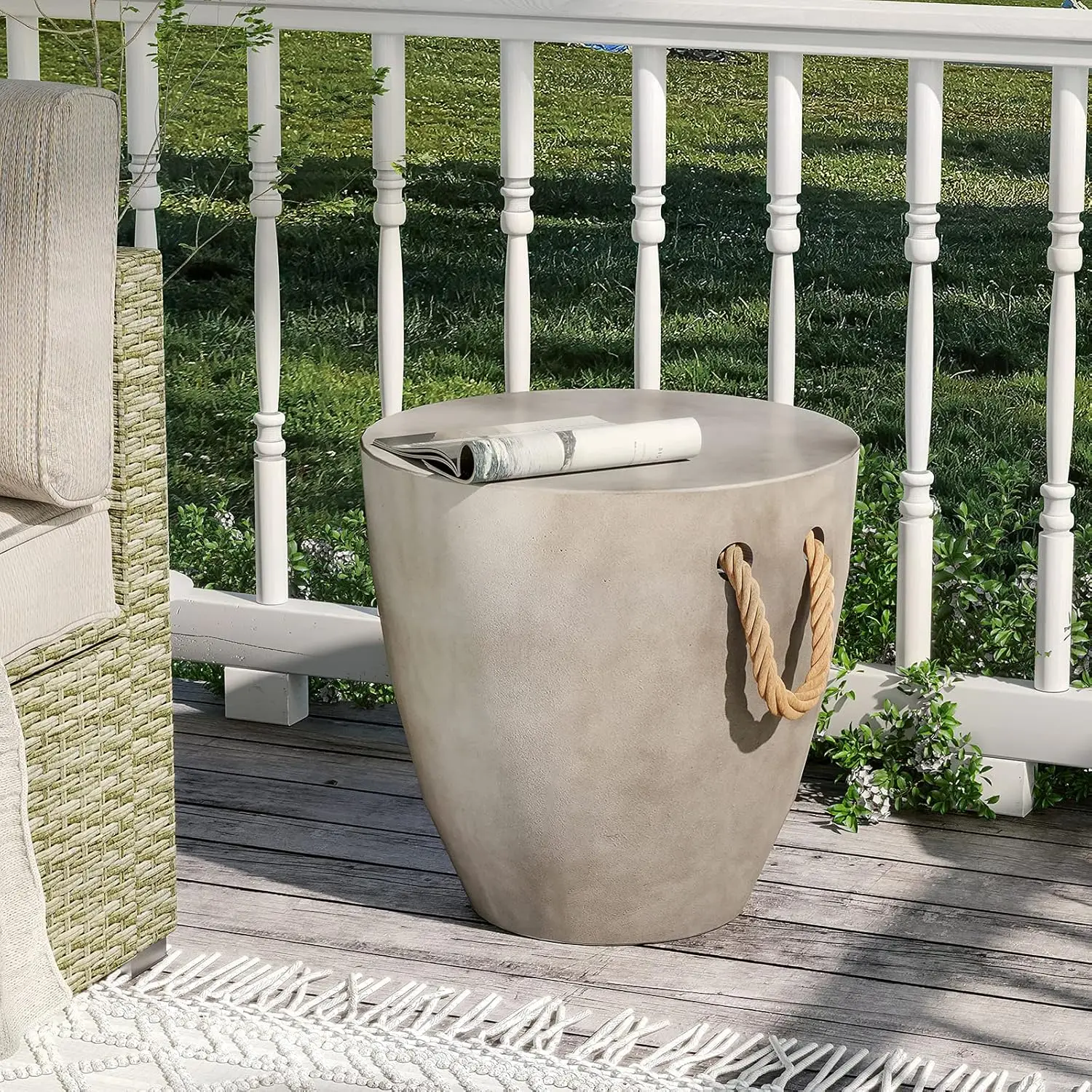 17" Concrete Round Side Table w Hemp Rope for Patio Garden Plant Stand, Customized
17" Concrete Round Side Table w Hemp Rope for Patio Garden Plant Stand, Customized