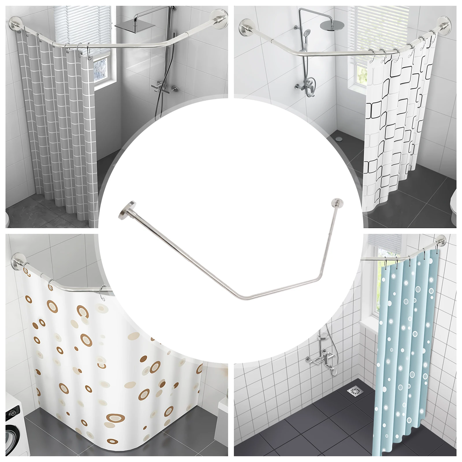 Серебристая телескопическая угловая штанга для душевой занавески, из нержавеющей стали 304, выдерживает до 25 фунтов, устойчивая к ржавчине, для ванной комнаты и душа.
Серебристая телескопическая угловая штанга для душевой занавески, из нержавеющей стали 304, выдерживает до 25 фунтов, устойчивая к ржавчине, для ванной комнаты и душа.