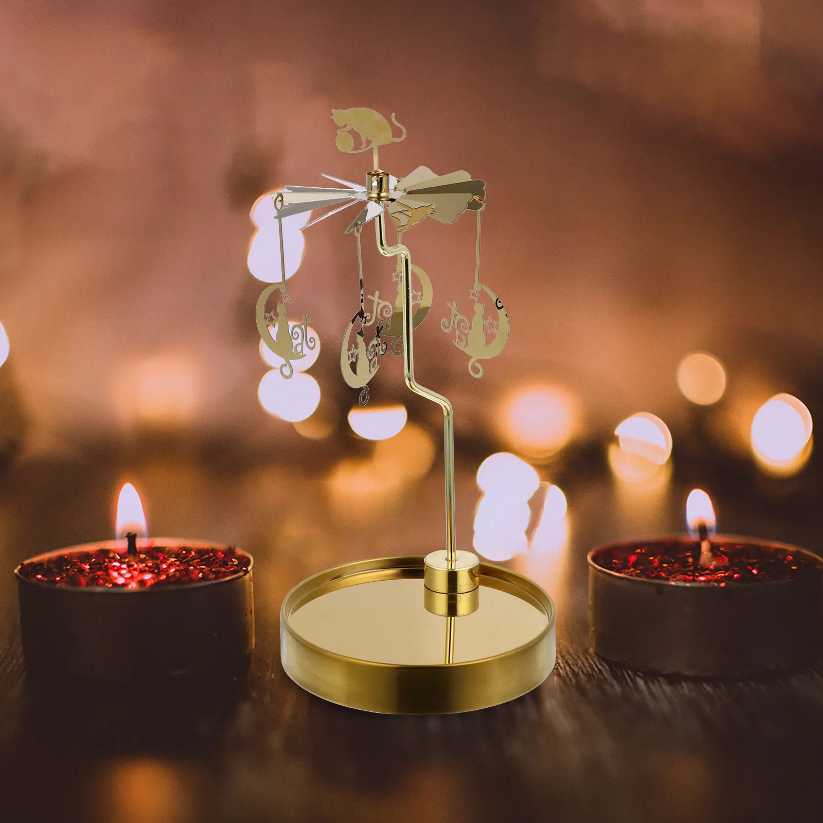 Rotating Candlestick Silver Metal Christmas Decoration Xmas Holder Stand Home Accessories Romantic Atmosphere
Rotating Candlestick Silver Metal Christmas Decoration Xmas Holder Stand Home Accessories Romantic Atmosphere