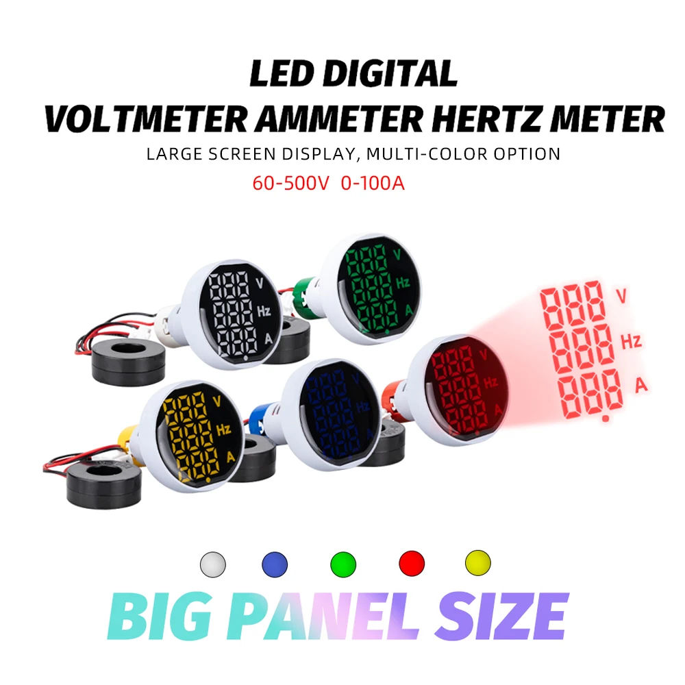 3in1 New Round Large Size Voltmeter LED Screen Display 60-500V AC Current Indicator Digital Voltage Multi Color Option
3in1 New Round Large Size Voltmeter LED Screen Display 60-500V AC Current Indicator Digital Voltage Multi Color Option