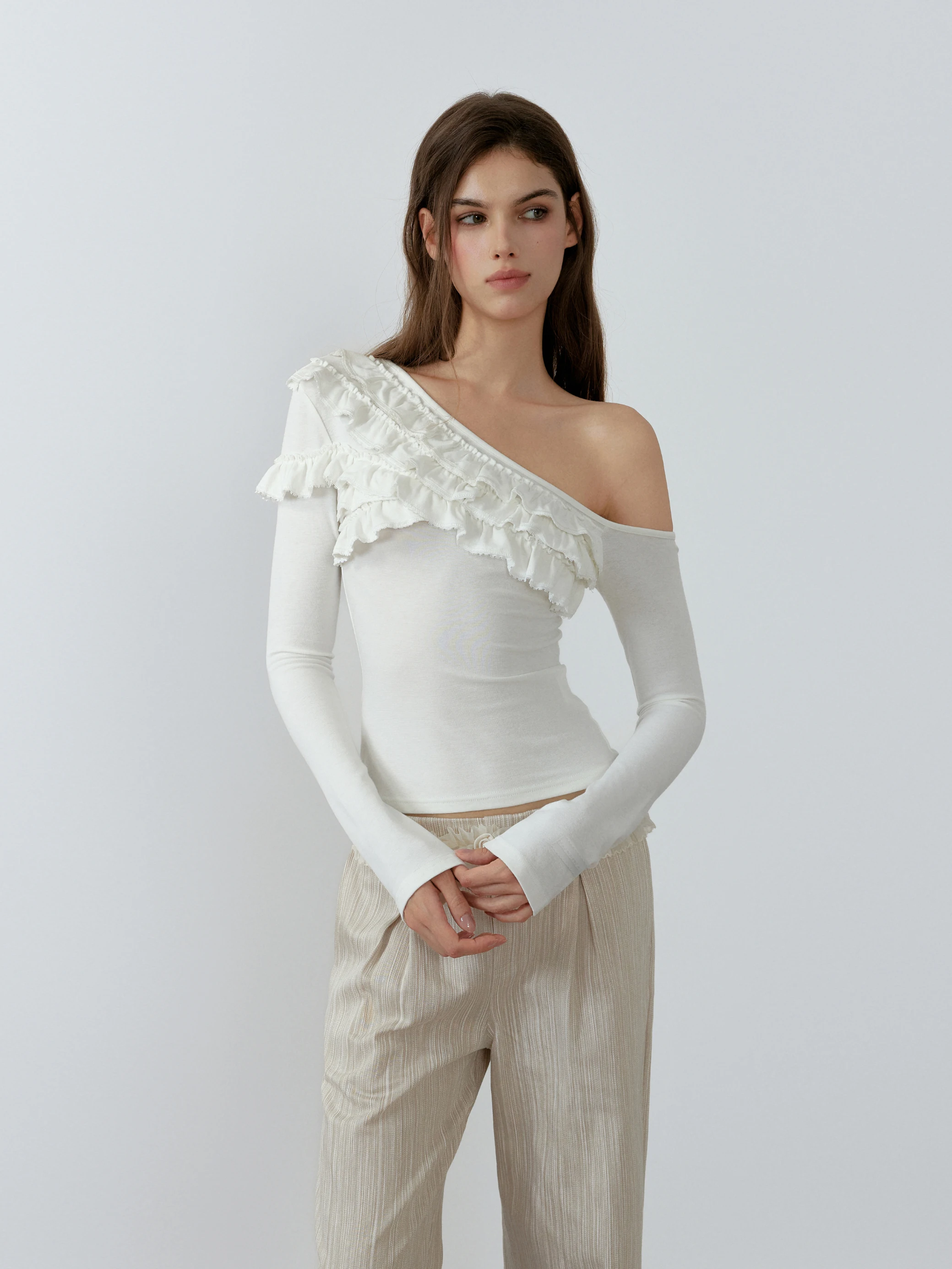 sticn Женская футболка с многослойными рюшами и оulder, белая, Long Sve, обычный крой, материал из регенерированного волокна Faion Sle
sticn Женская футболка с многослойными рюшами и оulder, белая, Long Sve, обычный крой, материал из регенерированного волокна Faion Sle