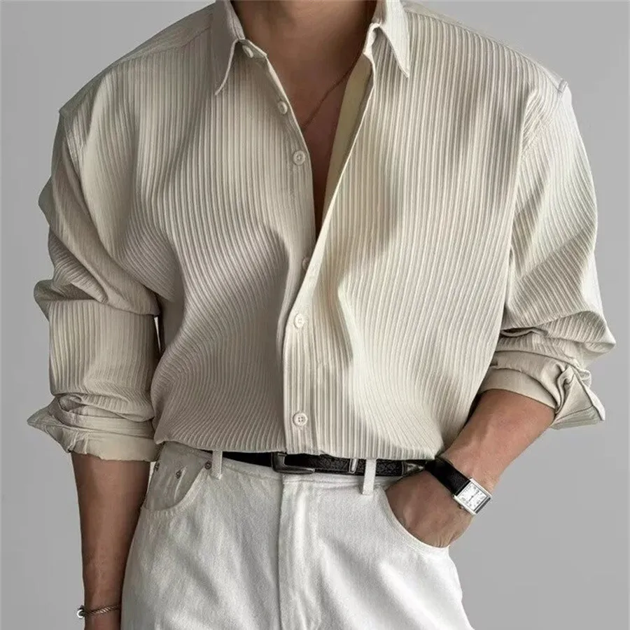 Новинка 2026, весенние мужские повседневные свободные рубашки, однотонная полосатая рубашка с длинными рукавами, мужские деловые классические топы, мужская одежда
Новинка 2026, весенние мужские повседневные свободные рубашки, однотонная полосатая рубашка с длинными рукавами, мужские деловые классические топы, мужская одежда
