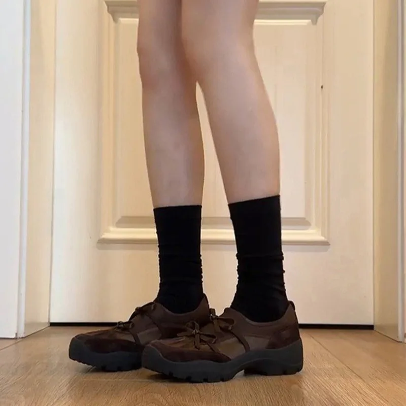 Ballet-style Bow Sports Loafers, Women's Retro Suede, One Foot Of Spring And Autumn Thick-soled Small Leather Shoes 
Ballet-style Bow Sports Loafers, Women's Retro Suede, One Foot Of Spring And Autumn Thick-soled Small Leather Shoes