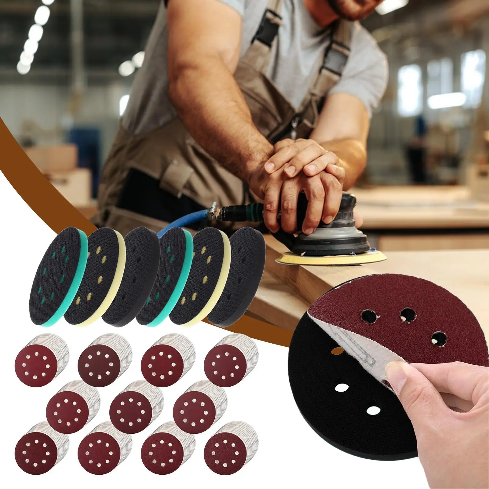 Orbital Sander Pads 5 Inch 8 Holes Cushion Discs Sanding Buffer Cushion for Polisher Polishing Grinding Wood Metal Automotive
Orbital Sander Pads 5 Inch 8 Holes Cushion Discs Sanding Buffer Cushion for Polisher Polishing Grinding Wood Metal Automotive
