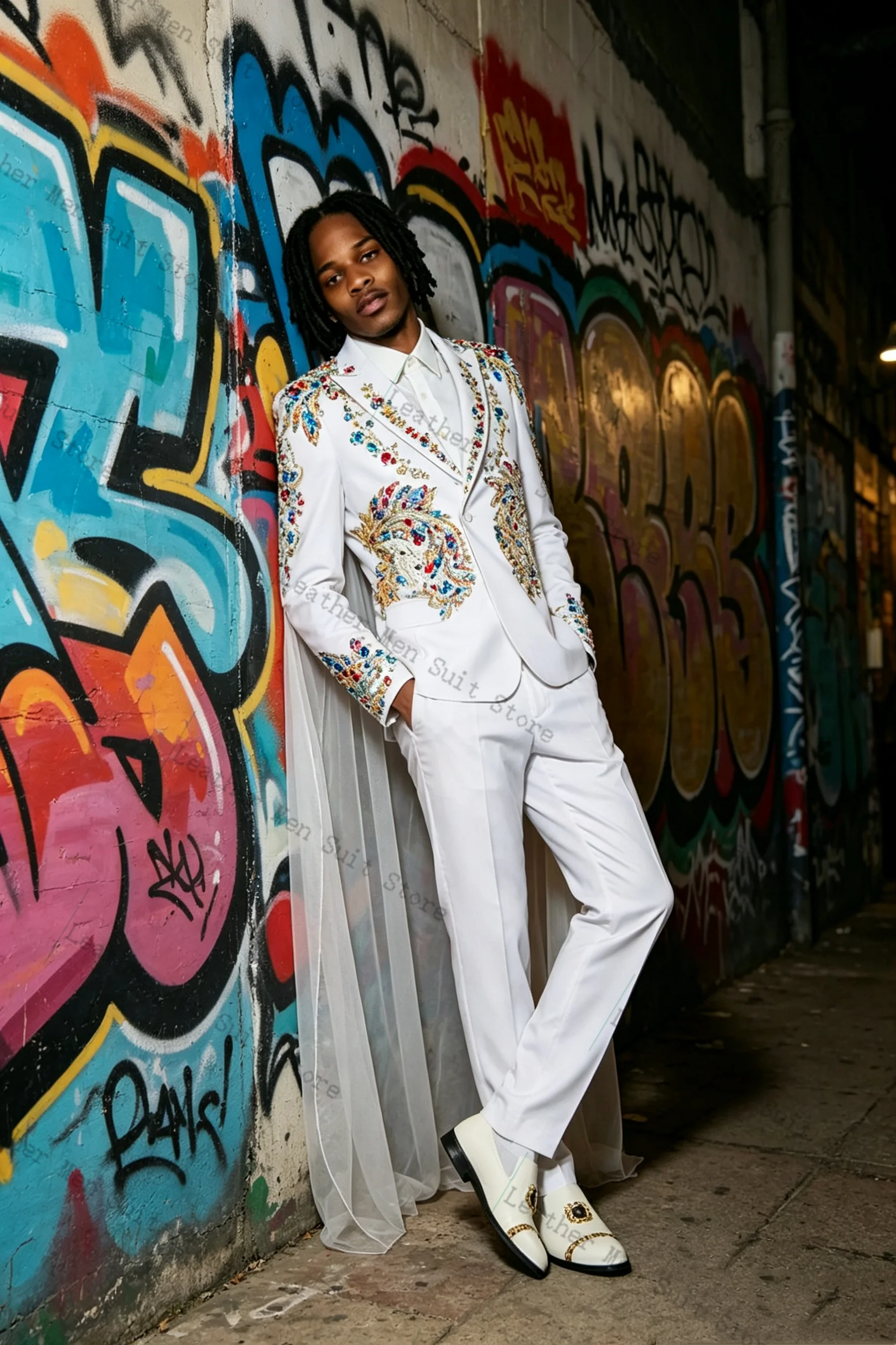 White Wrap Cape Men Suit Set 2 Pcs Blazer+Pants Crystals Cotton Prom Wedding Tuxedos Coat Customized Formal Office Groom Jacket
White Wrap Cape Men Suit Set 2 Pcs Blazer+Pants Crystals Cotton Prom Wedding Tuxedos Coat Customized Formal Office Groom Jacket