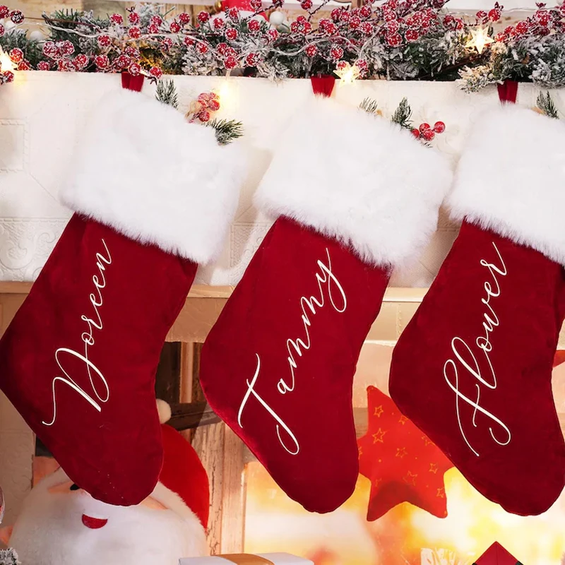 Personalized Name Red Plush Christmas Stocking Merry Xmas Eve Holiday Party Home Decoration Supplies Kid Girl Boy Gifts Toy Bag
Personalized Name Red Plush Christmas Stocking Merry Xmas Eve Holiday Party Home Decoration Supplies Kid Girl Boy Gifts Toy Bag