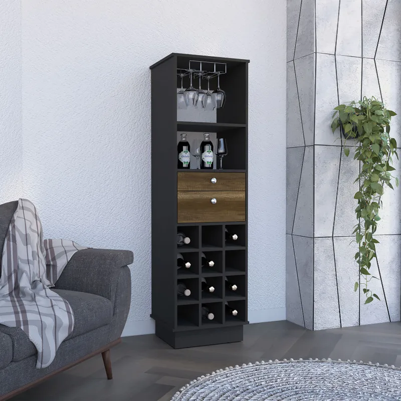 Classic Bar Cabinet, Two Drawers, Twelve Built-in Wine Rack-Black / Walnut
Classic Bar Cabinet, Two Drawers, Twelve Built-in Wine Rack-Black / Walnut