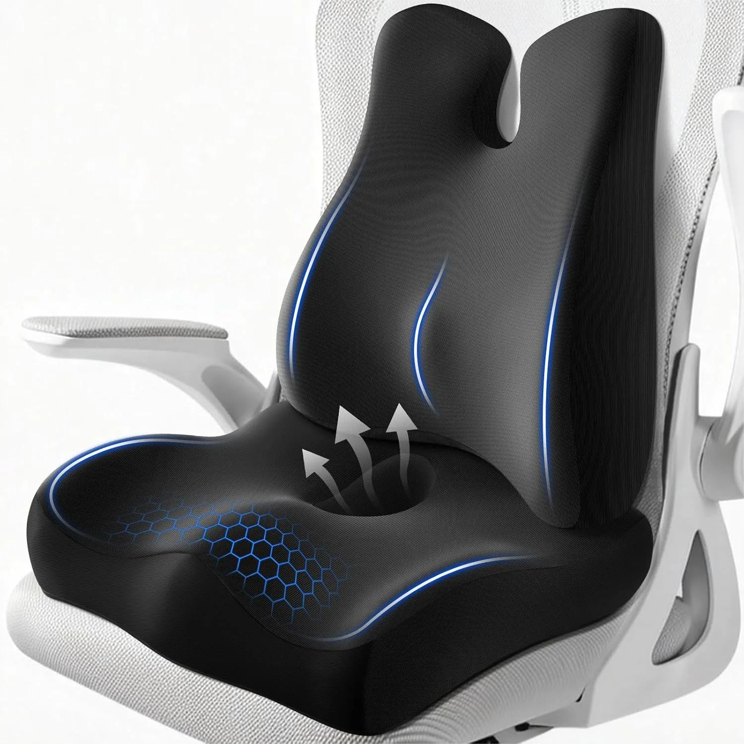 Lumbar Support Pillow for Office Chair with Coccyx Cushion, Sciatica Relief Seat Cushion for Back Pain, Black
Lumbar Support Pillow for Office Chair with Coccyx Cushion, Sciatica Relief Seat Cushion for Back Pain, Black