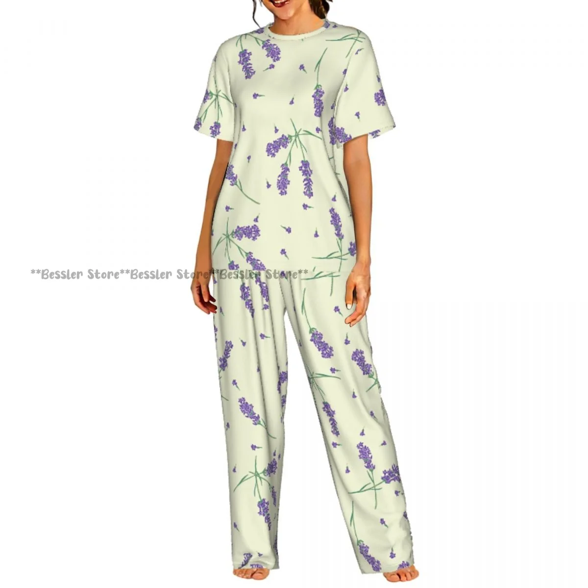 Женский пижамный комплект с цветочным принтом розмарина, с коротким рукавом, 2 предмета, для дома и отдыха
Женский пижамный комплект с цветочным принтом розмарина, с коротким рукавом, 2 предмета, для дома и отдыха