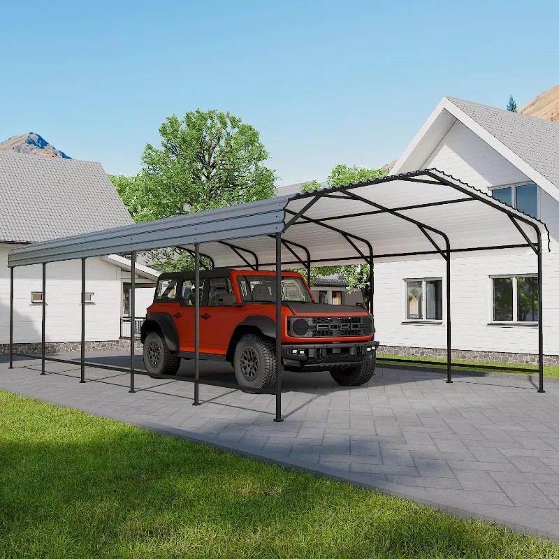 13' x 25' Metal Carport, Outdoor Steel Carport Canopy with Galvanized Steel Frame and Roof, Heavy Duty Garage Shelter Shade
13' x 25' Metal Carport, Outdoor Steel Carport Canopy with Galvanized Steel Frame and Roof, Heavy Duty Garage Shelter Shade
