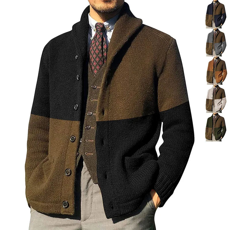 Nice European and American autumn and winter Pop large sweater cardigan Color Matching button long sleeve knitted coatgan
Nice European and American autumn and winter Pop large sweater cardigan Color Matching button long sleeve knitted coatgan