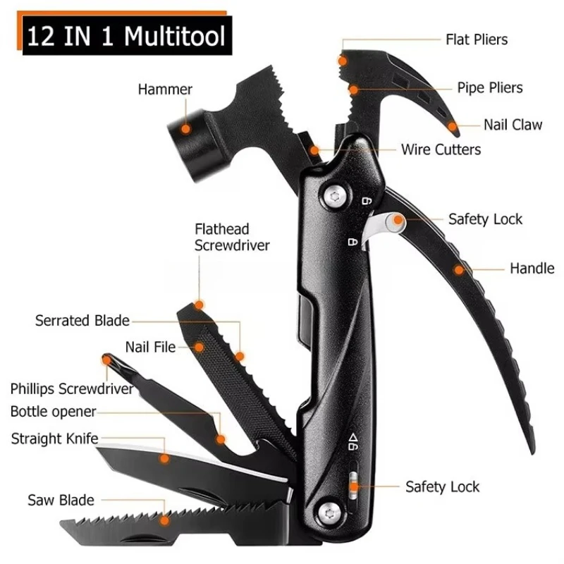Portable Lightweight 12-in-1 Multi-Tool Claw Hammer Aluminum Handle Black OEM Support Camping
Portable Lightweight 12-in-1 Multi-Tool Claw Hammer Aluminum Handle Black OEM Support Camping