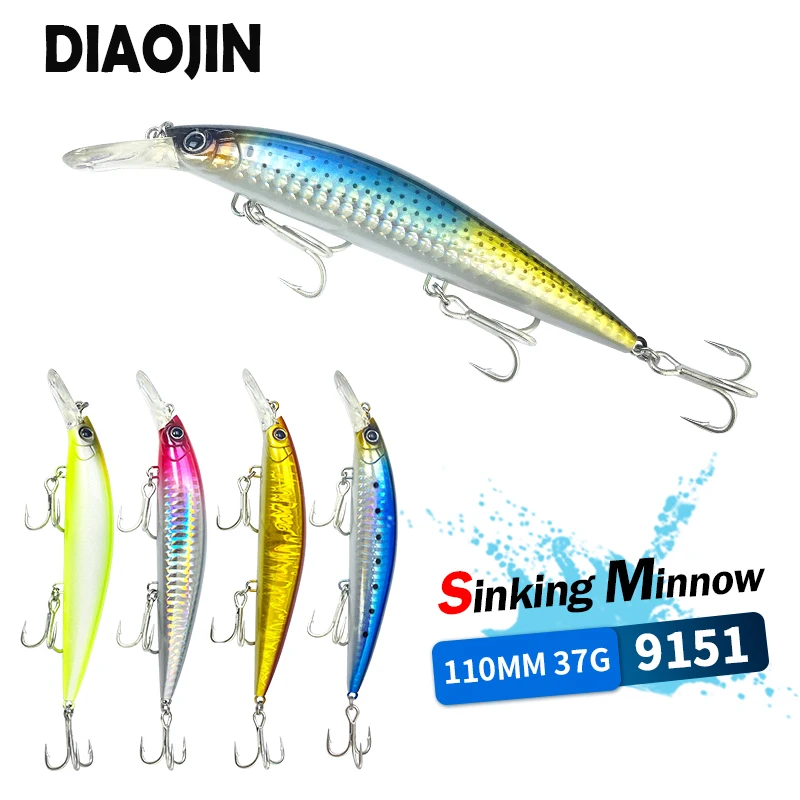 37g 110mm Heavy Minnow Sinking Fishing Lures Long Cast Trolling Pesca Wobblers Seabass Trout Saltwater Artificial Baits Supplies
37g 110mm Heavy Minnow Sinking Fishing Lures Long Cast Trolling Pesca Wobblers Seabass Trout Saltwater Artificial Baits Supplies