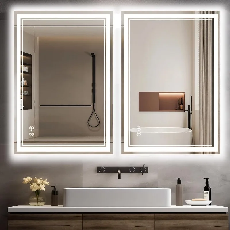 LED Mirror for Bathroom Anti-Fog Bathroom Mirror Dimmable 3 Colors Memory Function Bathroom Mirror with Lights Smart Vanity
LED Mirror for Bathroom Anti-Fog Bathroom Mirror Dimmable 3 Colors Memory Function Bathroom Mirror with Lights Smart Vanity