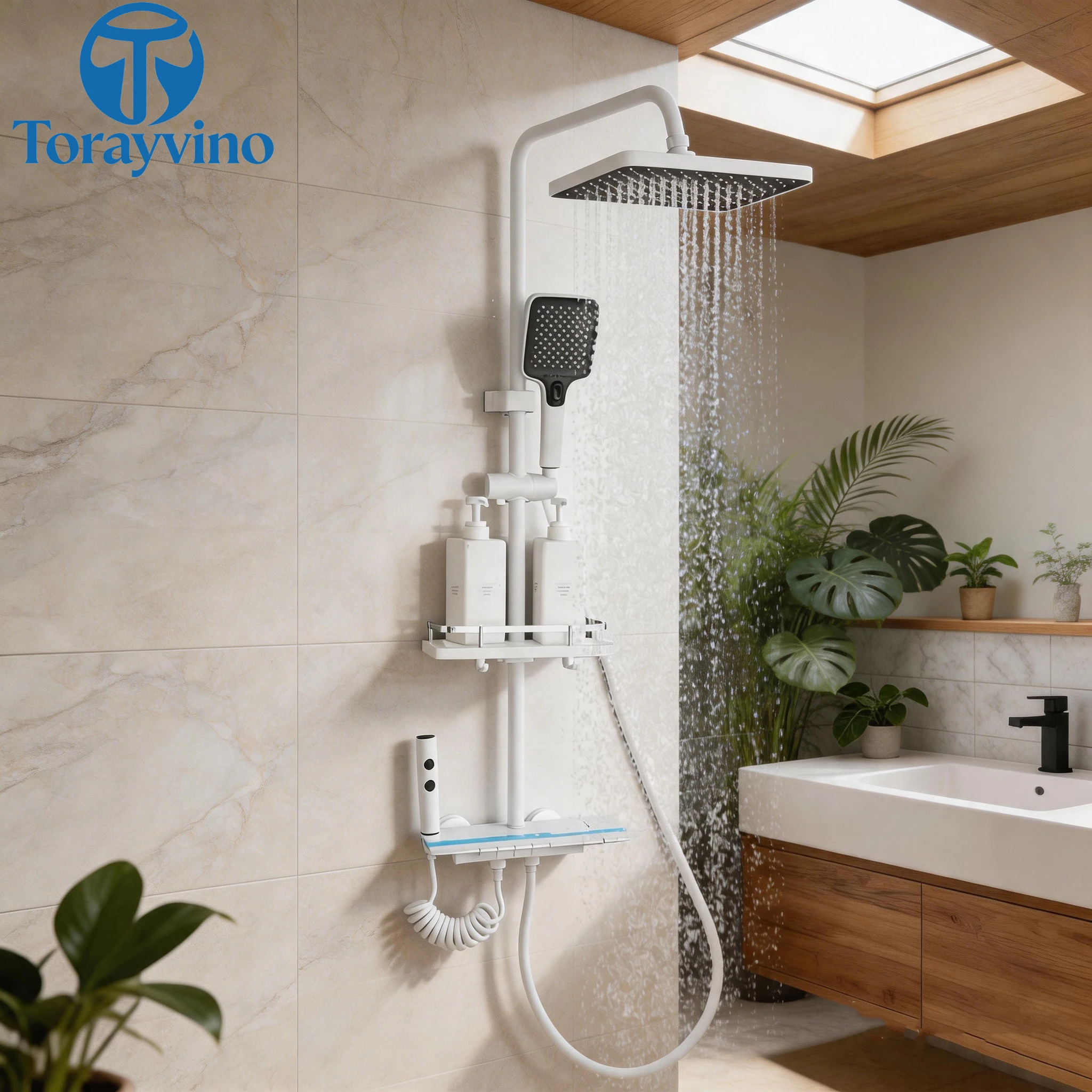 Torayvino luxury outdoor Shower System Set with LED Digital display Bathroom Shower Faucet Set 4-way Rainfall Shower Set column
Torayvino luxury outdoor Shower System Set with LED Digital display Bathroom Shower Faucet Set 4-way Rainfall Shower Set column