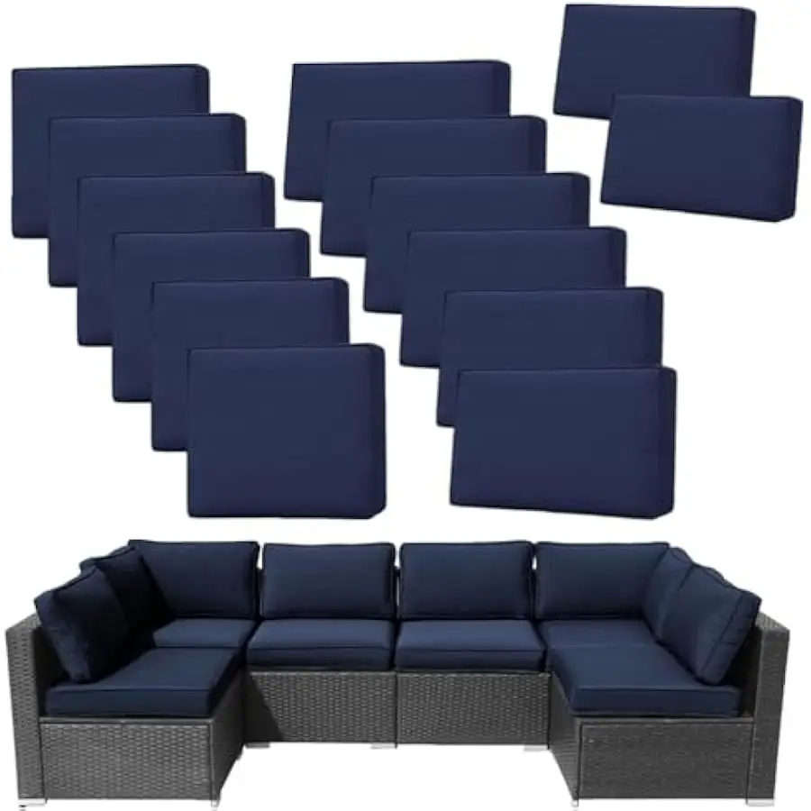 14Pieces Patio Cushion Covers Replacement Outdoor Couch Covers Splashproof UV-Resistant Furniture Cushion Sofa Slipcovers Set wi
14Pieces Patio Cushion Covers Replacement Outdoor Couch Covers Splashproof UV-Resistant Furniture Cushion Sofa Slipcovers Set wi