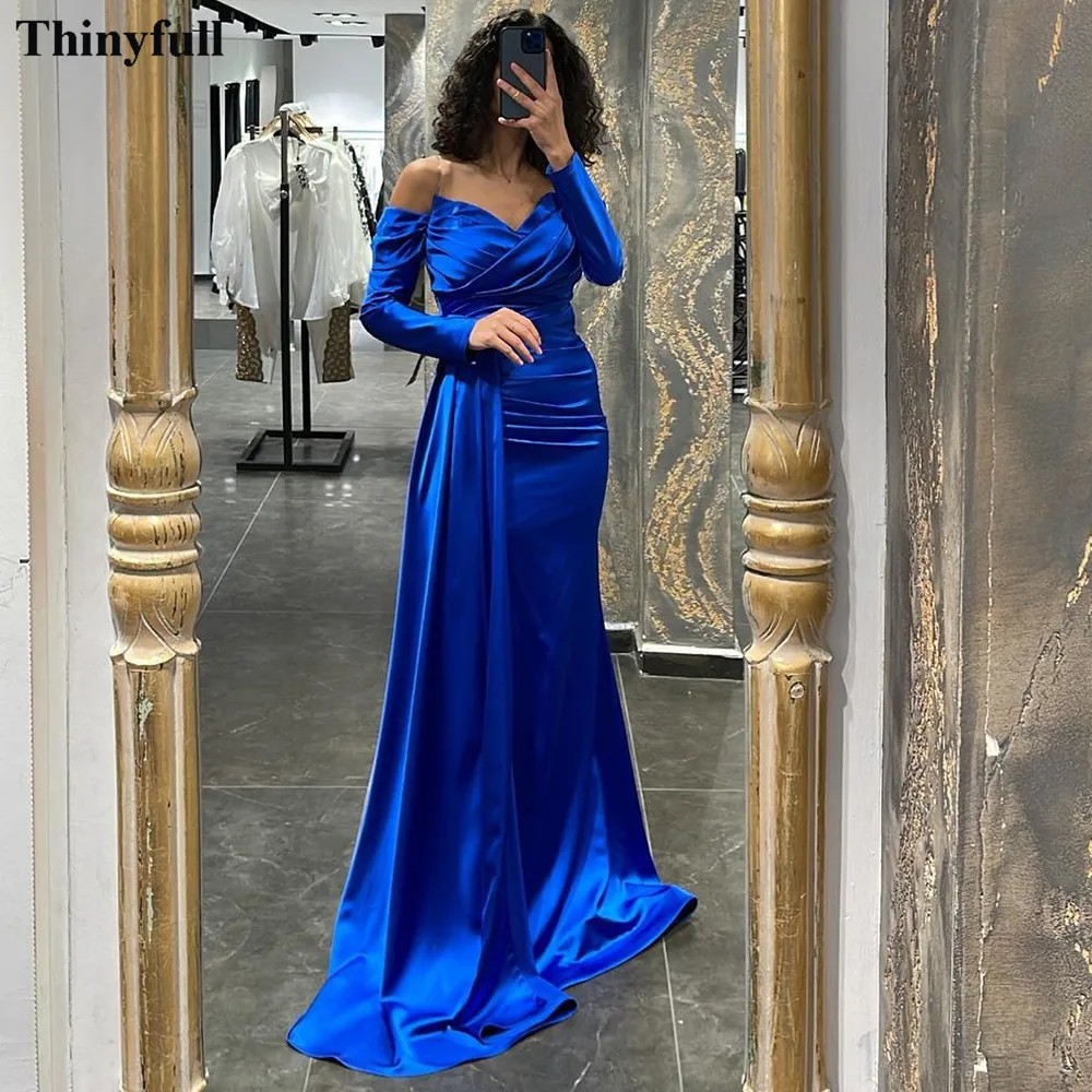 Thinyfull Royal Blue Mermaid Satin Dubai Prom Dresses Long Sleeves Evening Dress Saudi Off Shoulders Prom Gowns Party Dress
Thinyfull Royal Blue Mermaid Satin Dubai Prom Dresses Long Sleeves Evening Dress Saudi Off Shoulders Prom Gowns Party Dress