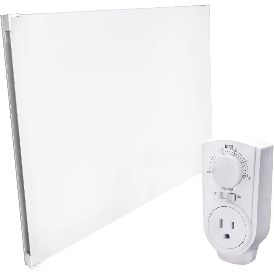 Wall Mount Space Heater Panel with Thermostat and Heat Guard Cover - 400W Convection Heater for 120 Sq Ft Room - 120V Electric
Wall Mount Space Heater Panel with Thermostat and Heat Guard Cover - 400W Convection Heater for 120 Sq Ft Room - 120V Electric