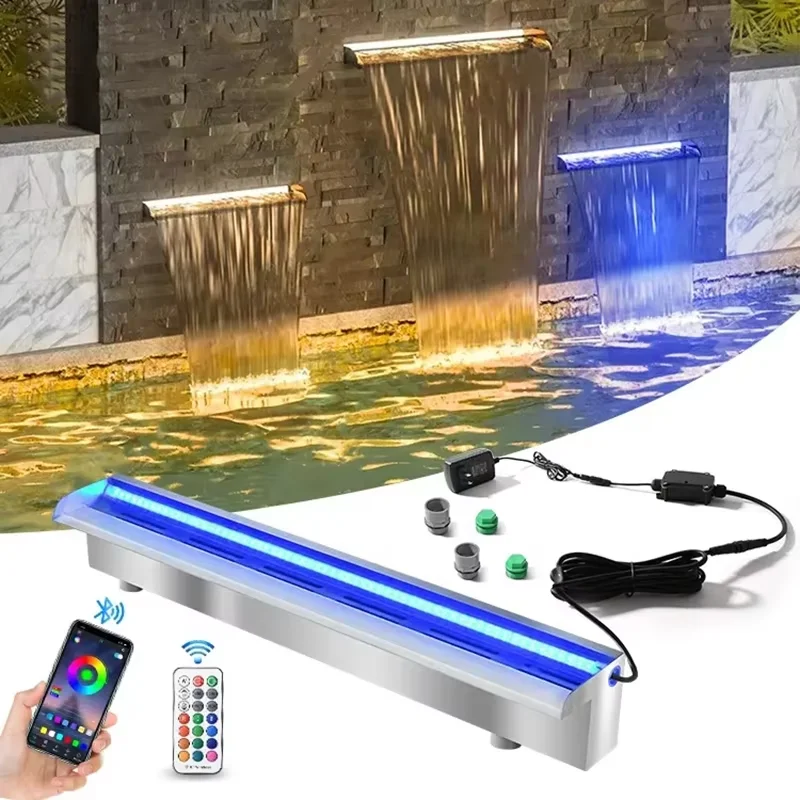 SS304 Waterfall Lights Decor Water Curtain Wall Spout Outdoor Spa Swimming Pool Courtyard With Led Light Stacked Waterfall
SS304 Waterfall Lights Decor Water Curtain Wall Spout Outdoor Spa Swimming Pool Courtyard With Led Light Stacked Waterfall