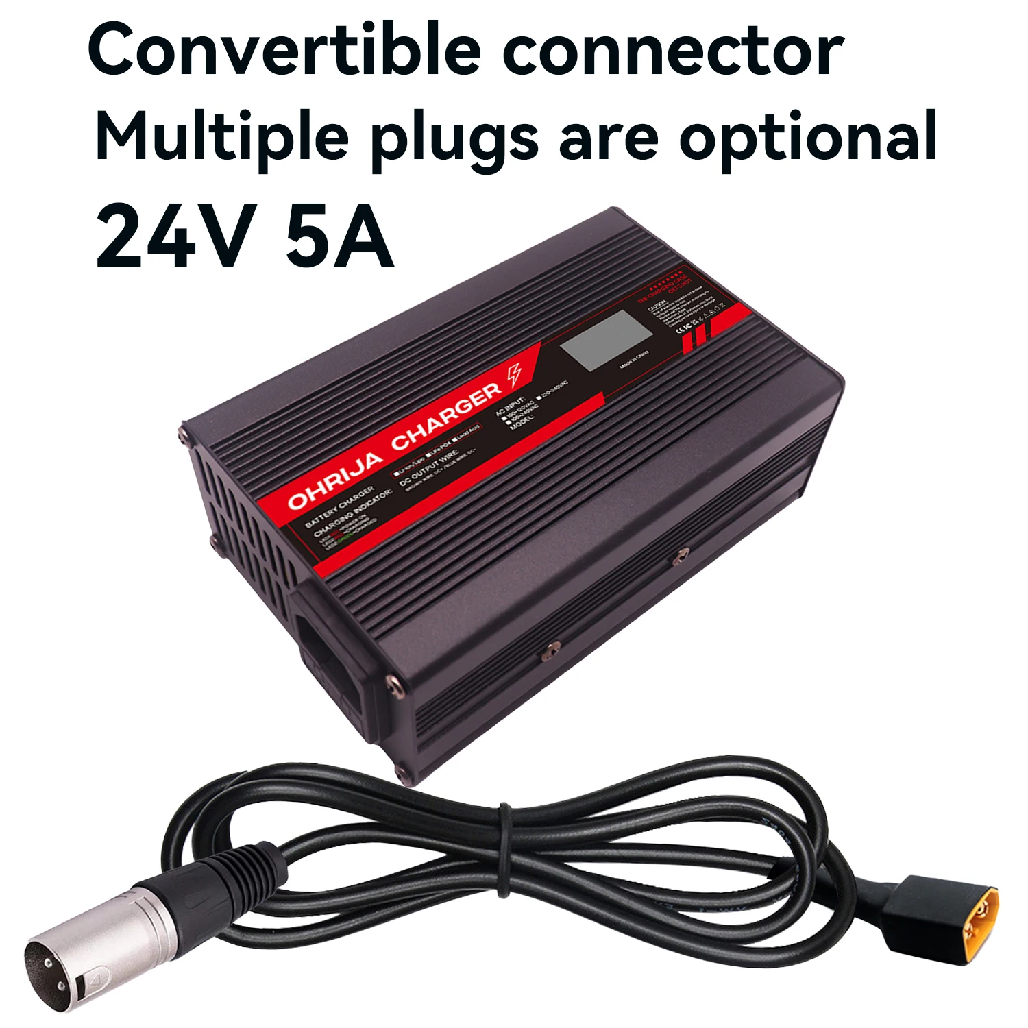 Convertible Connector 24V 5A Lead Acid Battery Charger with Display Screen and : 2 Smart Charging for High-Capacity Batteries
Convertible Connector 24V 5A Lead Acid Battery Charger with Display Screen and : 2 Smart Charging for High-Capacity Batteries