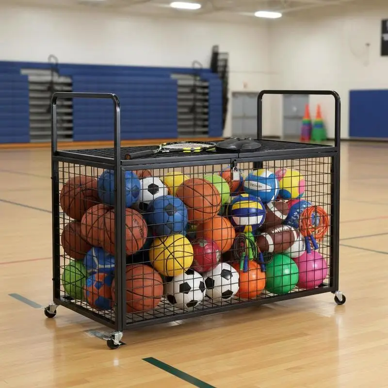 Movable Athletic Equipment Locker 38.6"x28.3"x32.3" For Playgroups Gyms Schools, Dual Lid Design Lockable Security Metal Grid Construction Large Capacity Heavy Duty Casters Garage Organization Rack
Movable Athletic Equipment Locker 38.6"x28.3"x32.3" For Playgroups Gyms Schools, Dual Lid Design Lockable Security Metal Grid Construction Large Capacity Heavy Duty Casters Garage Organization Rack
