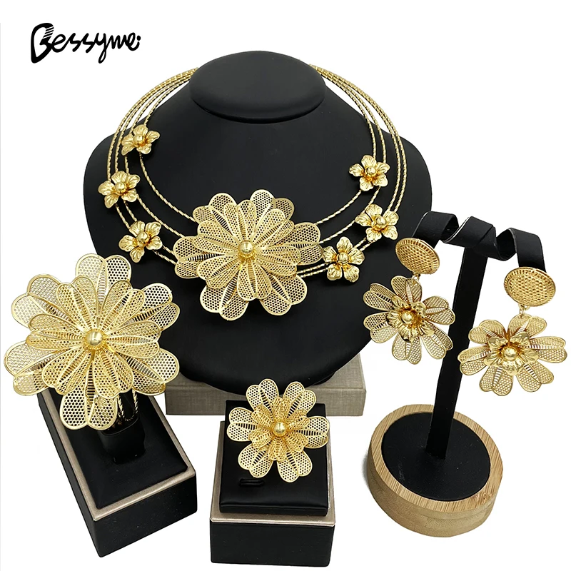 Unique Women Jewelry Sets Luxury Design Wedding Party Accessories 18K Gold Plated Necklace Earrings Ring Bracelet Set Jewelry
Unique Women Jewelry Sets Luxury Design Wedding Party Accessories 18K Gold Plated Necklace Earrings Ring Bracelet Set Jewelry