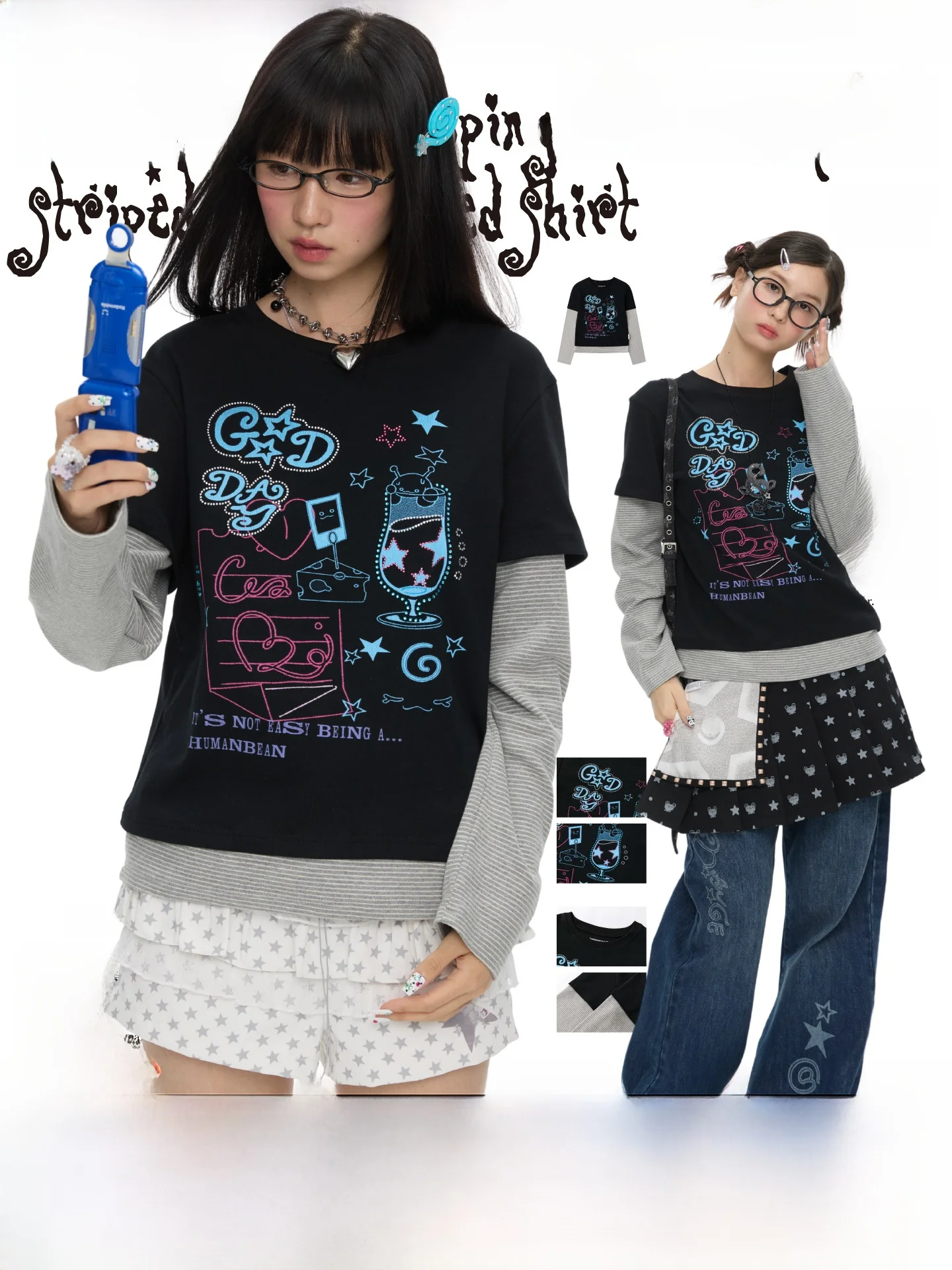 BENAND Retro fiti Loose Striped Long Sve T-irt Women's New 2025 Printed Casual Cotton Polyester round Ne Top
BENAND Retro fiti Loose Striped Long Sve T-irt Women's New 2025 Printed Casual Cotton Polyester round Ne Top