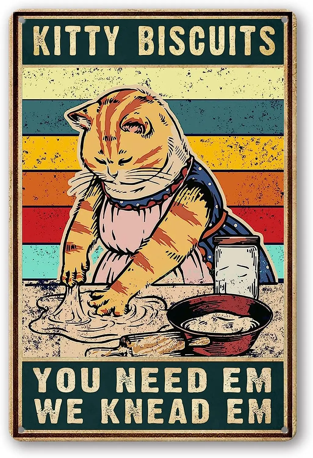 Retro Cat Metal Tin Sign Vintage Cats Decor, Kitty Biscuits You Need Em We Knead Em Sign, Kitchen Coffee Signs Wall Decor
Retro Cat Metal Tin Sign Vintage Cats Decor, Kitty Biscuits You Need Em We Knead Em Sign, Kitchen Coffee Signs Wall Decor