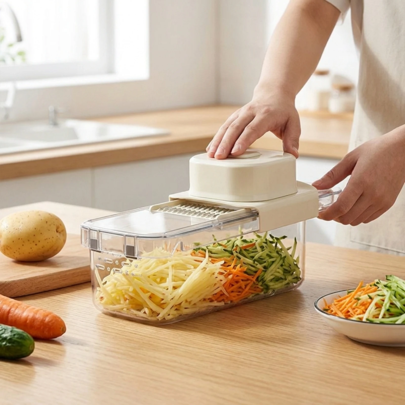Vegetable Cutter with Container Detachable Mandoline Cutter with Interchangeable Blades Vegetable Shredder Dishwasher Safe
Vegetable Cutter with Container Detachable Mandoline Cutter with Interchangeable Blades Vegetable Shredder Dishwasher Safe