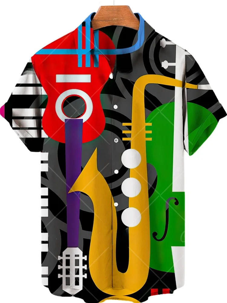Loose Lapel irt 3D Musical Instrument Print Casual Faion Casual irt American Sle ort Sve for Daily Wear
Loose Lapel irt 3D Musical Instrument Print Casual Faion Casual irt American Sle ort Sve for Daily Wear