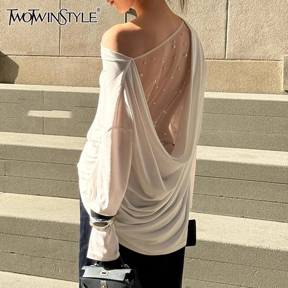 TWOTWINSTYLE однотонные сетчатые свободные повседневные футболки для женщин с круглым вырезом и длинными рукавами, минималистичные футболки, женская мода
TWOTWINSTYLE однотонные сетчатые свободные повседневные футболки для женщин с круглым вырезом и длинными рукавами, минималистичные футболки, женская мода