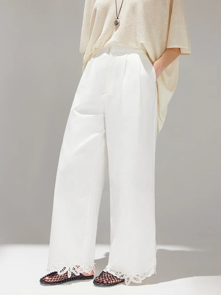 Casual High Waist Straight Leg Cotton Pants Women's Skin-friendly Breathable Hollow out Lace Trim Comfortable Long Trousers
Casual High Waist Straight Leg Cotton Pants Women's Skin-friendly Breathable Hollow out Lace Trim Comfortable Long Trousers