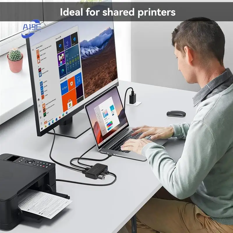 A19E-USB 3.0 KVM Switcher Selector KVM Hub Docking Station 2 Computer Share Printer Keyboard Laptop PC Desktop Accessories
A19E-USB 3.0 KVM Switcher Selector KVM Hub Docking Station 2 Computer Share Printer Keyboard Laptop PC Desktop Accessories