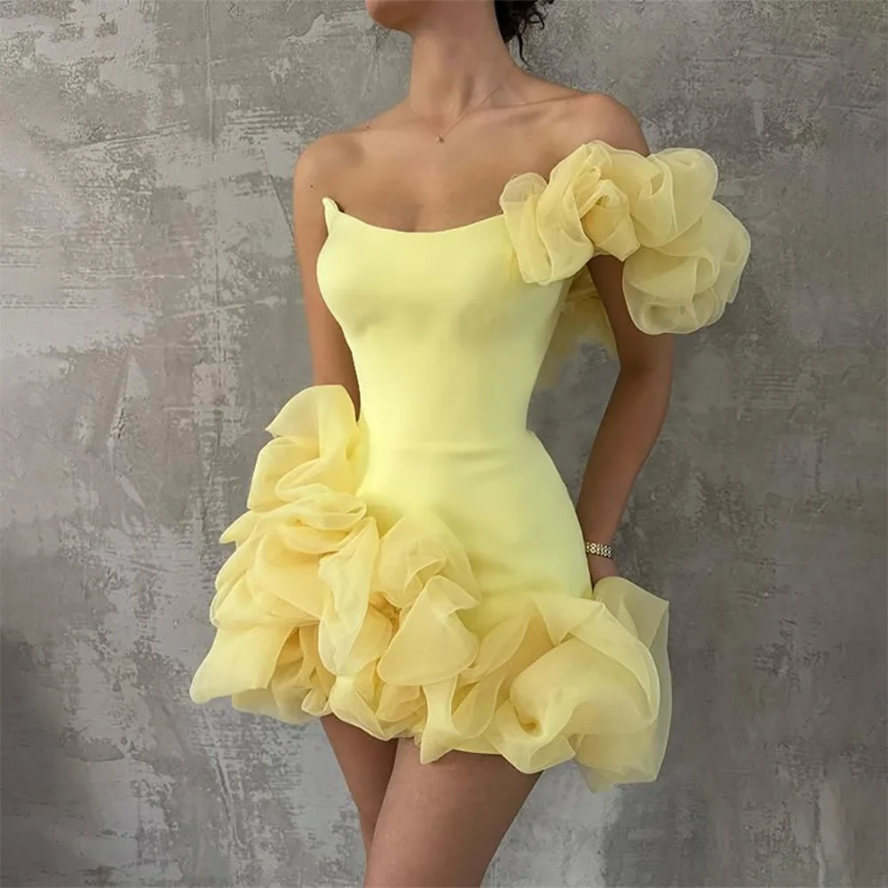Mini Yellow Prom Dresses For Women One Shoulder Above Knee Length Pleats Flower Party Gown Banquet Cocktail Formal Evening Dress
Mini Yellow Prom Dresses For Women One Shoulder Above Knee Length Pleats Flower Party Gown Banquet Cocktail Formal Evening Dress