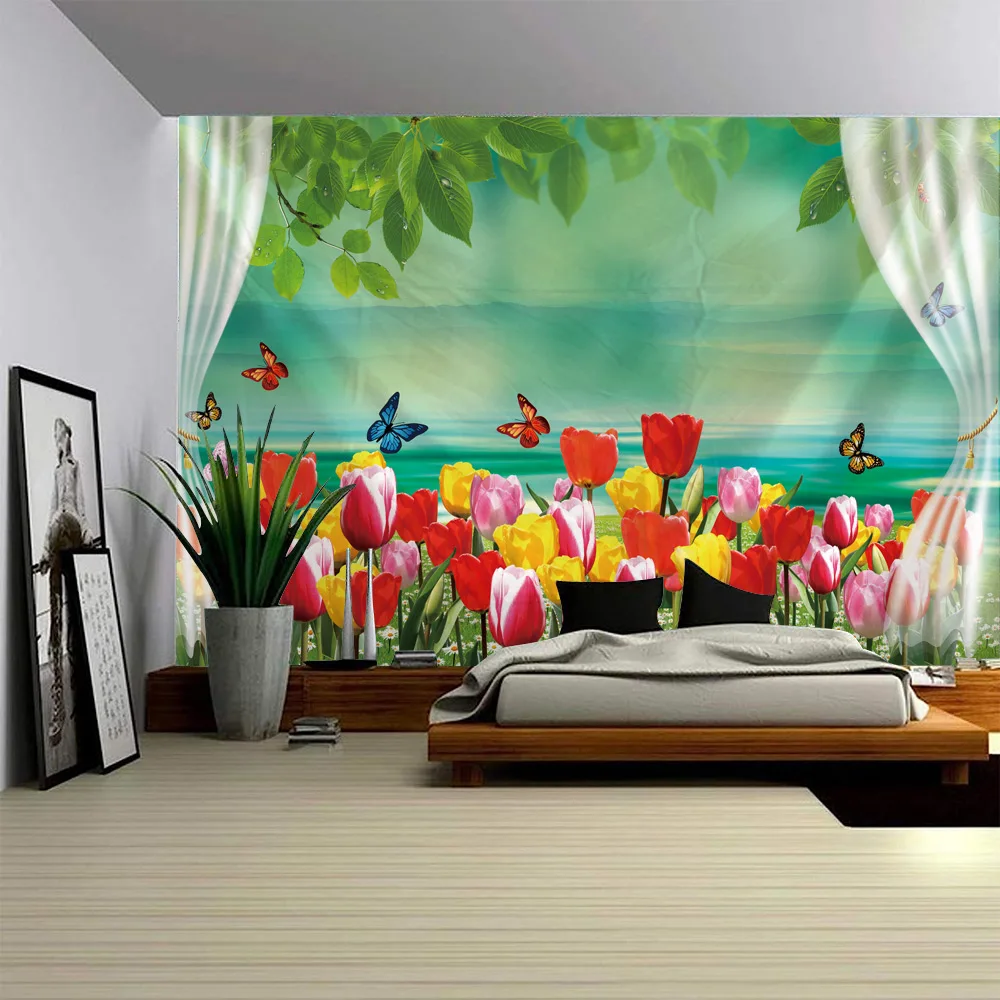 Flower tapestry imitation window landscape Bohemian wall hanging cloth hippie home living room bedroom background poster
Flower tapestry imitation window landscape Bohemian wall hanging cloth hippie home living room bedroom background poster