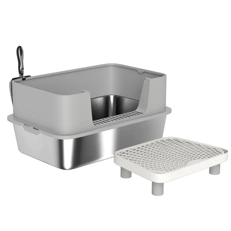 Stainless Steel Litter Box with High Sides, Metal Cat Litter Box with Scoop, Pedal, Anti-Urine Leakage, Non-Sticky
Stainless Steel Litter Box with High Sides, Metal Cat Litter Box with Scoop, Pedal, Anti-Urine Leakage, Non-Sticky