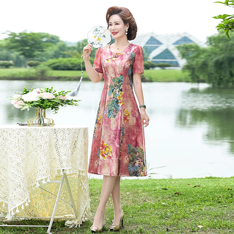Elegant Short Sleeve A-line Knee-length Dress for Women Vintage printing O neck Summer Dress Female Clothing Vestidos
Elegant Short Sleeve A-line Knee-length Dress for Women Vintage printing O neck Summer Dress Female Clothing Vestidos