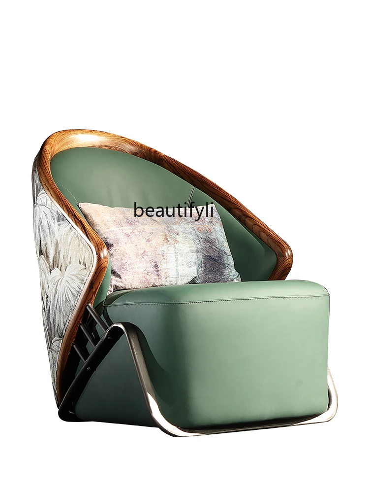 Nordic Modern Original Designer Single-Seat Sofa Chair Living Room New Chinese Genuine Leather Wooden Lounge Chair
Nordic Modern Original Designer Single-Seat Sofa Chair Living Room New Chinese Genuine Leather Wooden Lounge Chair