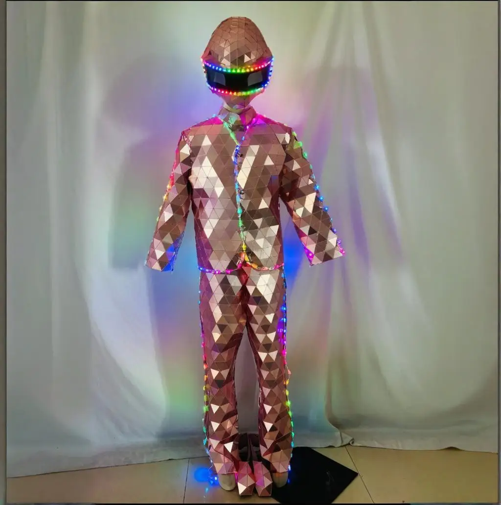 LED Mirror Costume Various colored lens clothing Light Up Stage Suit Handmade Men's Suit with Halloween Party Mask Costumes
LED Mirror Costume Various colored lens clothing Light Up Stage Suit Handmade Men's Suit with Halloween Party Mask Costumes