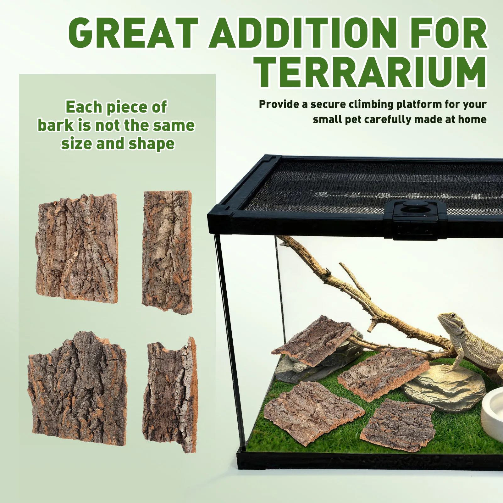 4Pcs Natural Tree Bark Reptile Climbing Platform Terrarium Decor for Snakes Lizards Geckos Tortoises Basking Hide Landscape
4Pcs Natural Tree Bark Reptile Climbing Platform Terrarium Decor for Snakes Lizards Geckos Tortoises Basking Hide Landscape