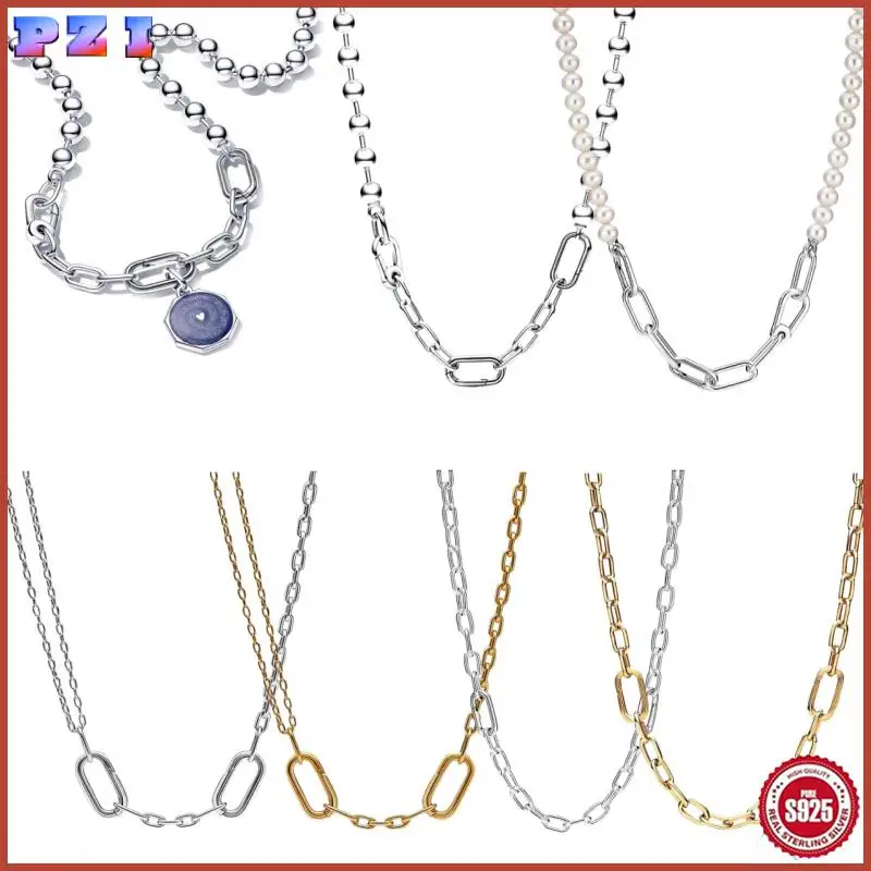 925 Sterling Silver Me Double Link Chain Necklace Metal Bead & Link Chain Necklace Pearl Pendant Diy Women's Necklace Jewelry
925 Sterling Silver Me Double Link Chain Necklace Metal Bead & Link Chain Necklace Pearl Pendant Diy Women's Necklace Jewelry
