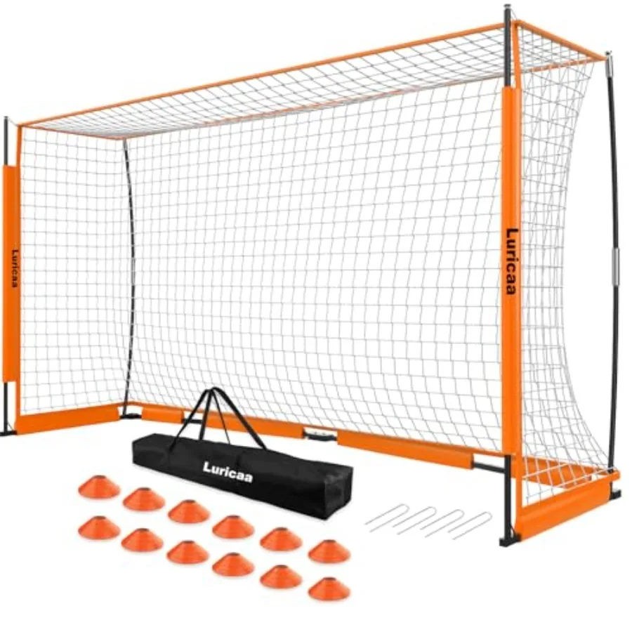 Backyard soccer goal, 12×6 ft/16×7 ft portable net, polyethylene mesh, black, quick-setup with carry bag, ground nails cones
Backyard soccer goal, 12×6 ft/16×7 ft portable net, polyethylene mesh, black, quick-setup with carry bag, ground nails cones