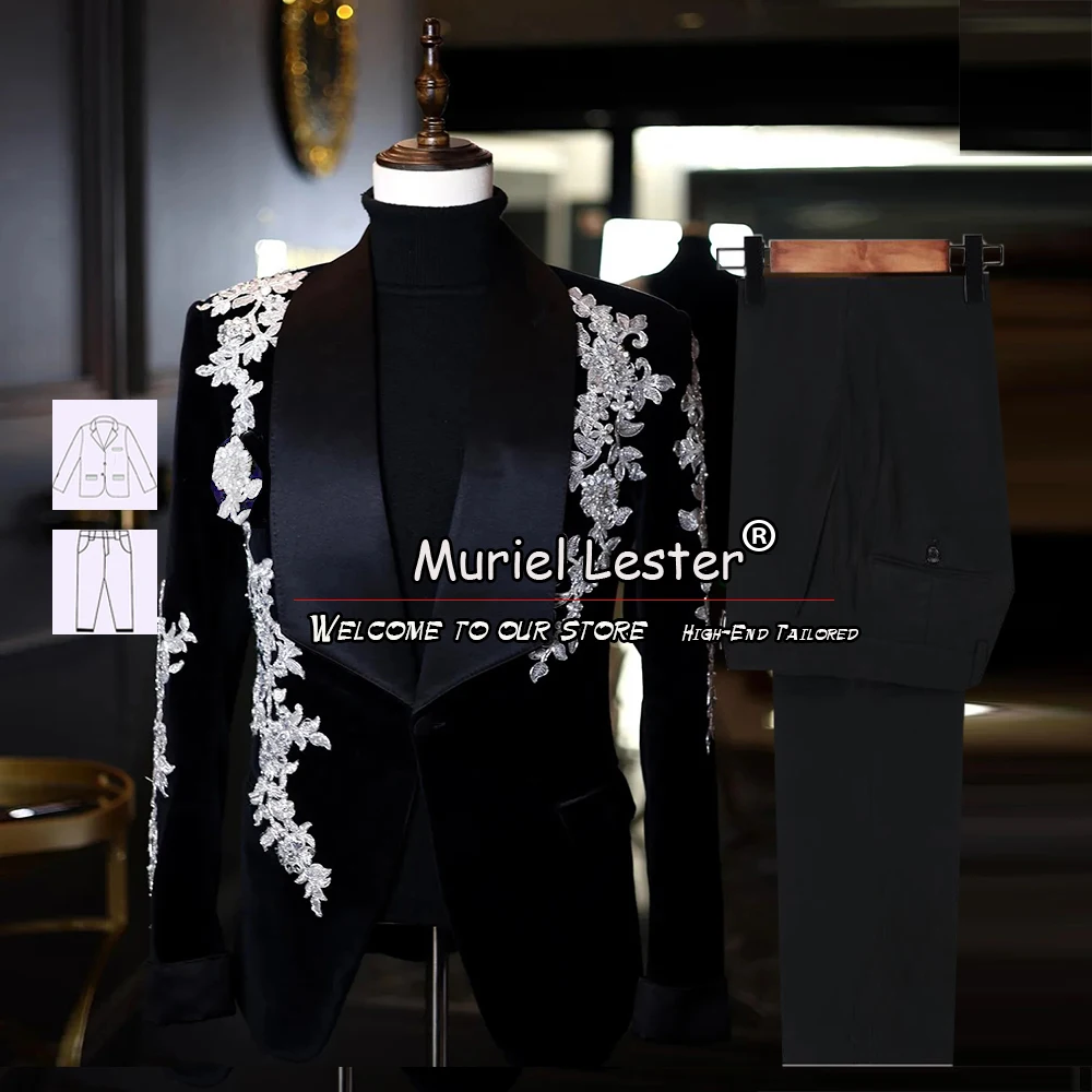 Luxury Black Men's Suits Appliques Blazer Single Breasted Jacket Plus Size Latest Design 2 Pieces Coat Pants Wedding Tuxedos
Luxury Black Men's Suits Appliques Blazer Single Breasted Jacket Plus Size Latest Design 2 Pieces Coat Pants Wedding Tuxedos