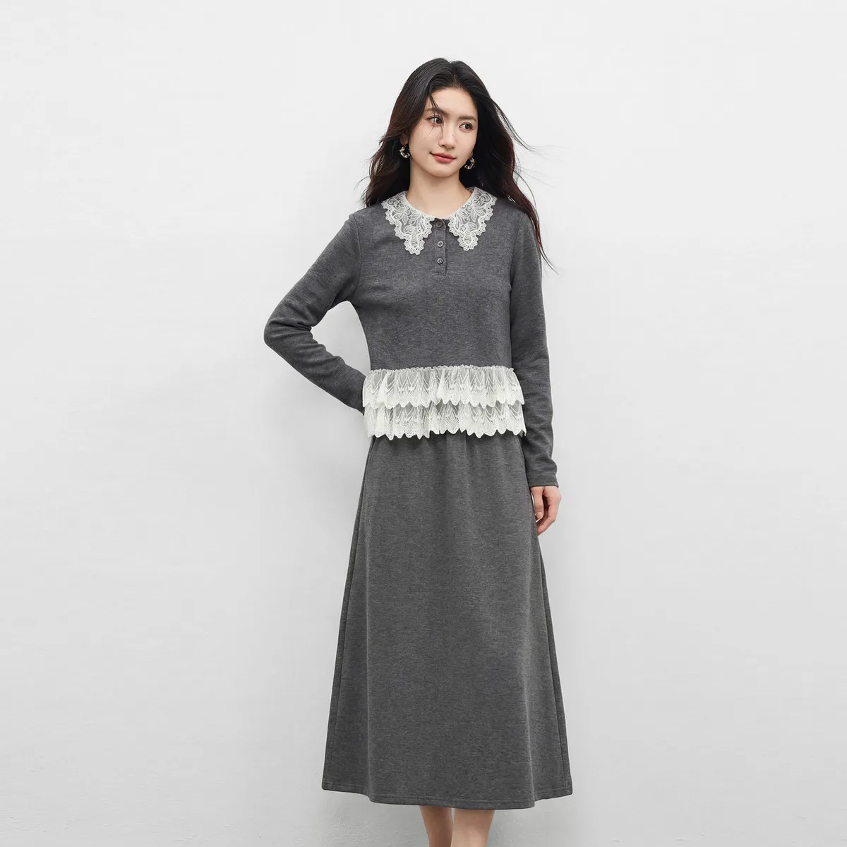 SENTUBILA Women's 2 Pieces Set 2026 Spring Short Sweatshirt Split A-line Skirt Suit Gray Elegant Lace Knit Clothing 161ZH6141
SENTUBILA Women's 2 Pieces Set 2026 Spring Short Sweatshirt Split A-line Skirt Suit Gray Elegant Lace Knit Clothing 161ZH6141