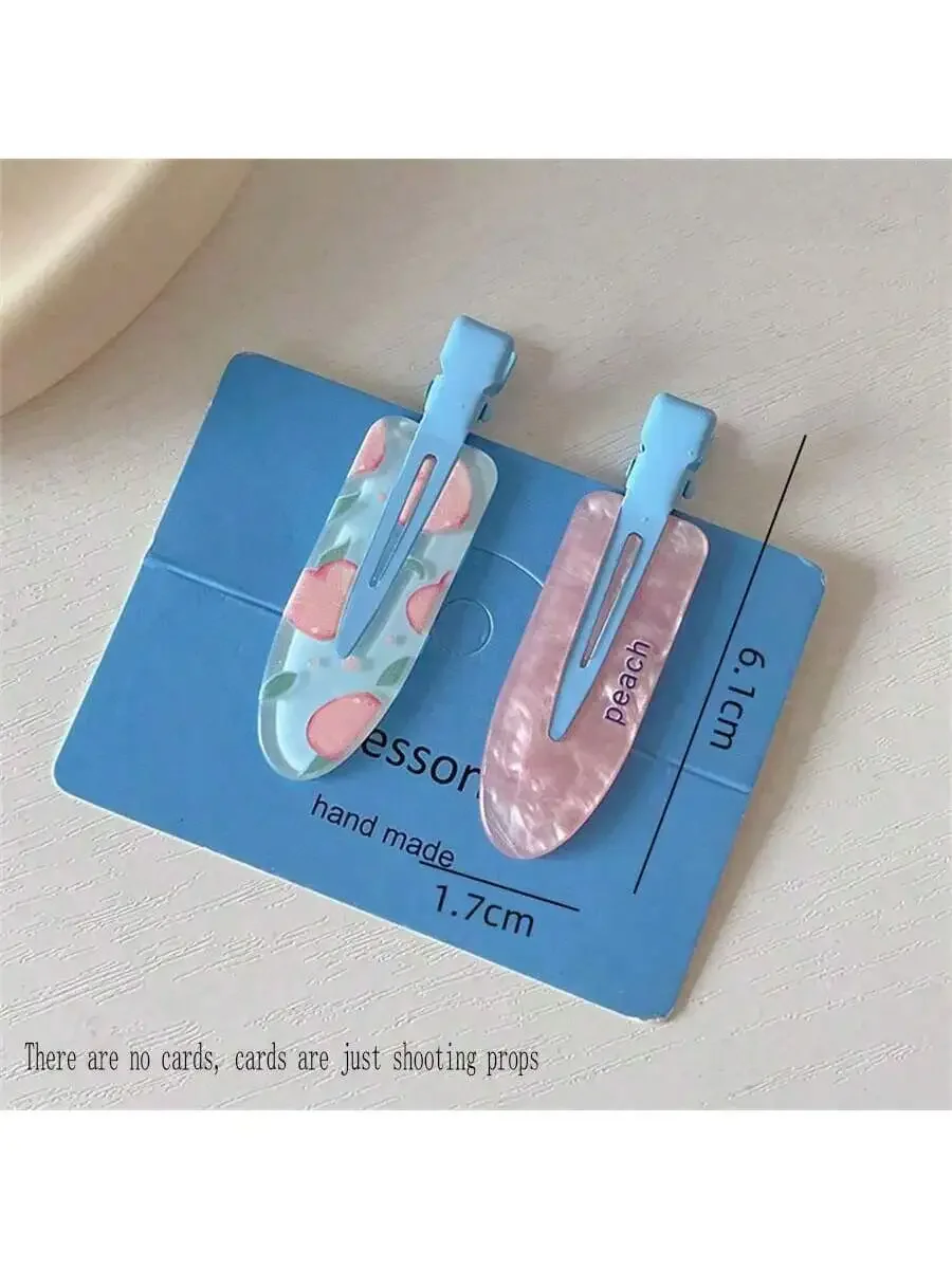 2pcs Womens Summer Fruit Print Hair Clips, Peach & Pastel Blue Claw Clips For Bangs And Styling
2pcs Womens Summer Fruit Print Hair Clips, Peach & Pastel Blue Claw Clips For Bangs And Styling