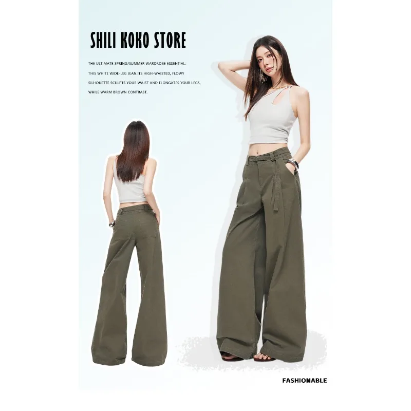 Summer New High Waist Wide Leg Pants For Women 2026 Army Green American Retro Loose Straight Leg Casual Streetwear Trousers
Summer New High Waist Wide Leg Pants For Women 2026 Army Green American Retro Loose Straight Leg Casual Streetwear Trousers